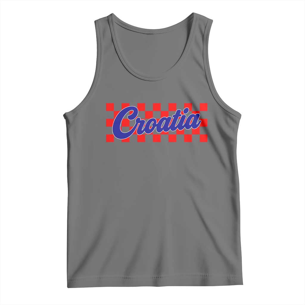 Croatia Tank Top Checkered Retro Hrvatska Zagreb Croatian