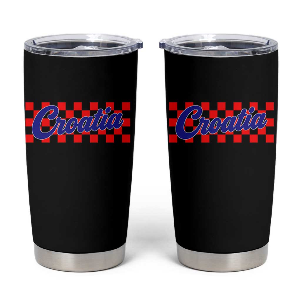 Croatia Tumbler Cup Checkered Retro Hrvatska Zagreb Croatian