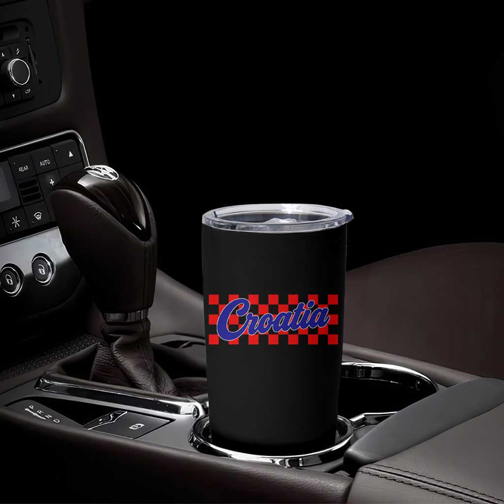 Croatia Tumbler Cup Checkered Retro Hrvatska Zagreb Croatian