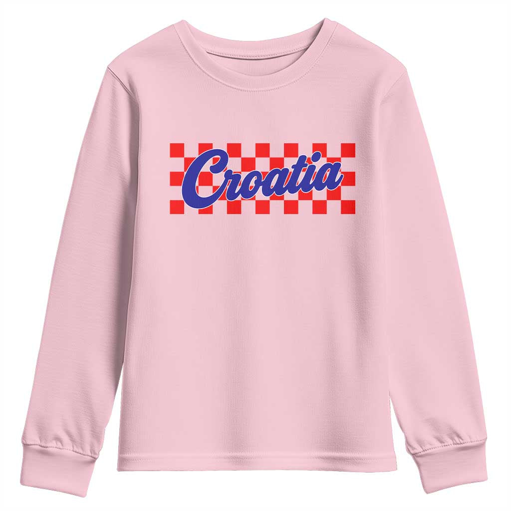 Croatia Youth Sweatshirt Checkered Retro Hrvatska Zagreb Croatian