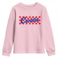 Croatia Youth Sweatshirt Checkered Retro Hrvatska Zagreb Croatian