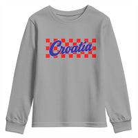 Croatia Youth Sweatshirt Checkered Retro Hrvatska Zagreb Croatian