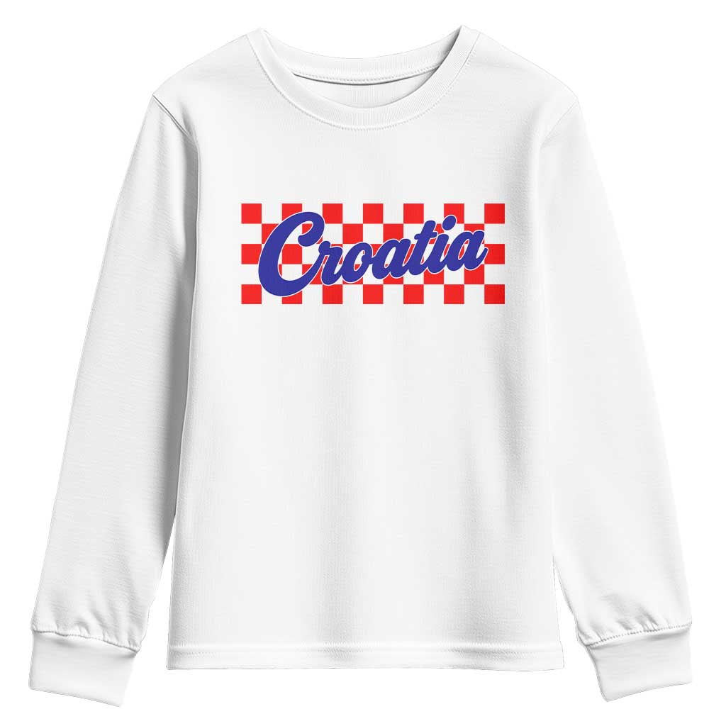 Croatia Youth Sweatshirt Checkered Retro Hrvatska Zagreb Croatian