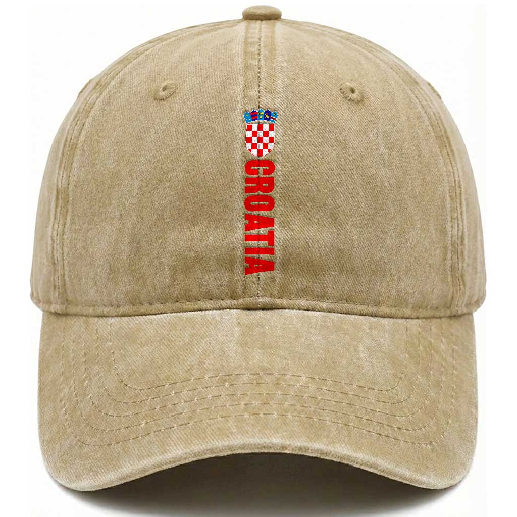Croatia Washed Cotton Baseball Cap Vintage Hrvatska Zagreb Croatian