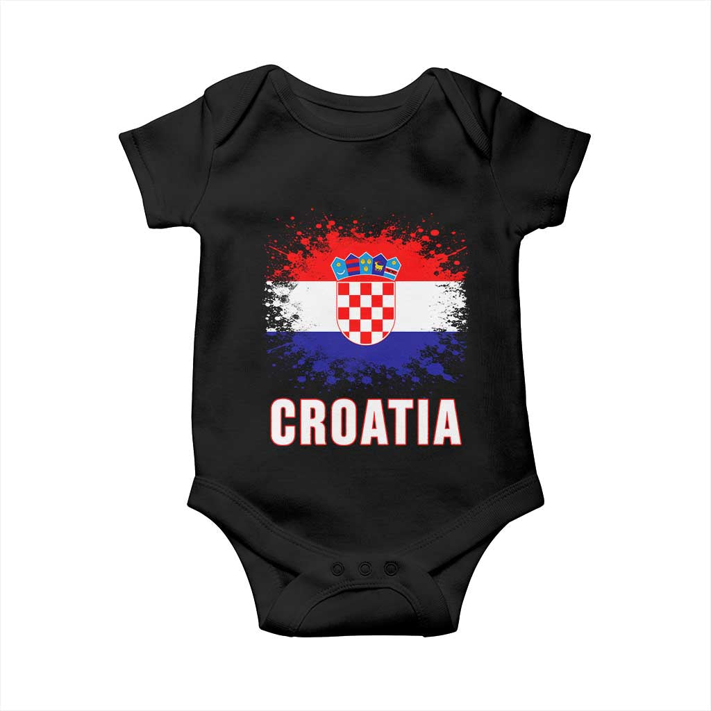 Croatia Baby Onesie Retro Vintage Watercolors Sport Hrvatska Flag Croatian