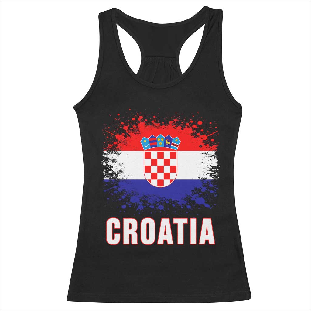 Croatia Racerback Tank Top Retro Vintage Watercolors Sport Hrvatska Flag Croatian