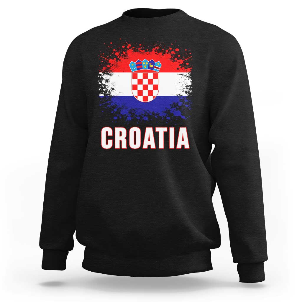 Croatia Sweatshirt Retro Vintage Watercolors Sport Hrvatska Flag Croatian