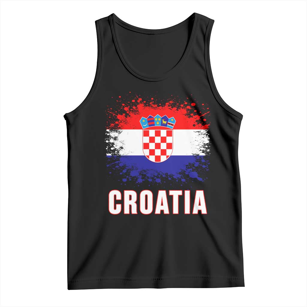 Croatia Tank Top Retro Vintage Watercolors Sport Hrvatska Flag Croatian