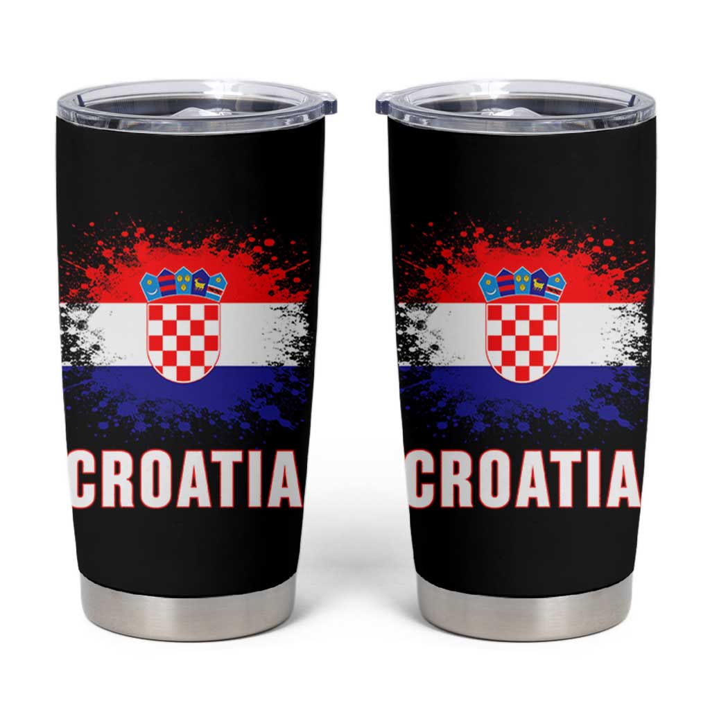 Croatia Tumbler Cup Retro Vintage Watercolors Sport Hrvatska Flag Croatian