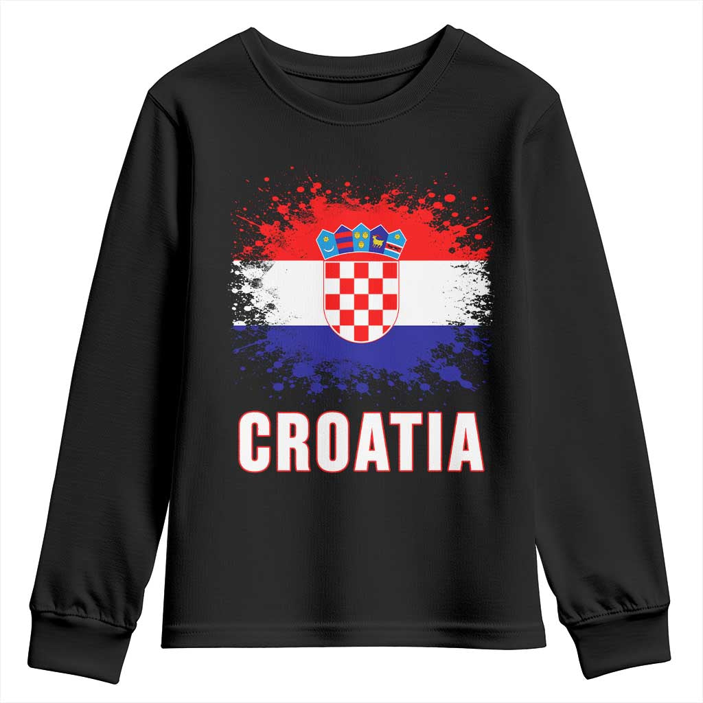 Croatia Youth Sweatshirt Retro Vintage Watercolors Sport Hrvatska Flag Croatian