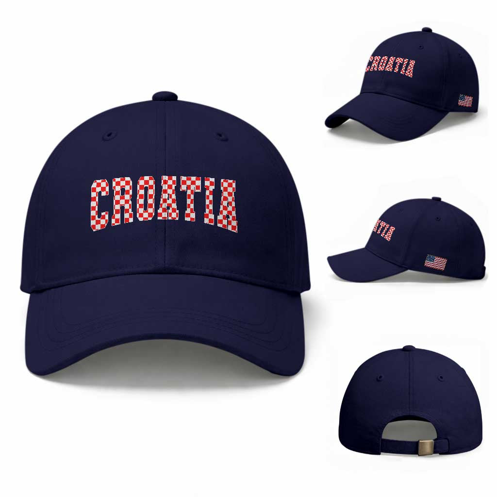 Vintage Croatia Baseball Cap Retro Varsity Hrvatska Flag Zagreb Croatian