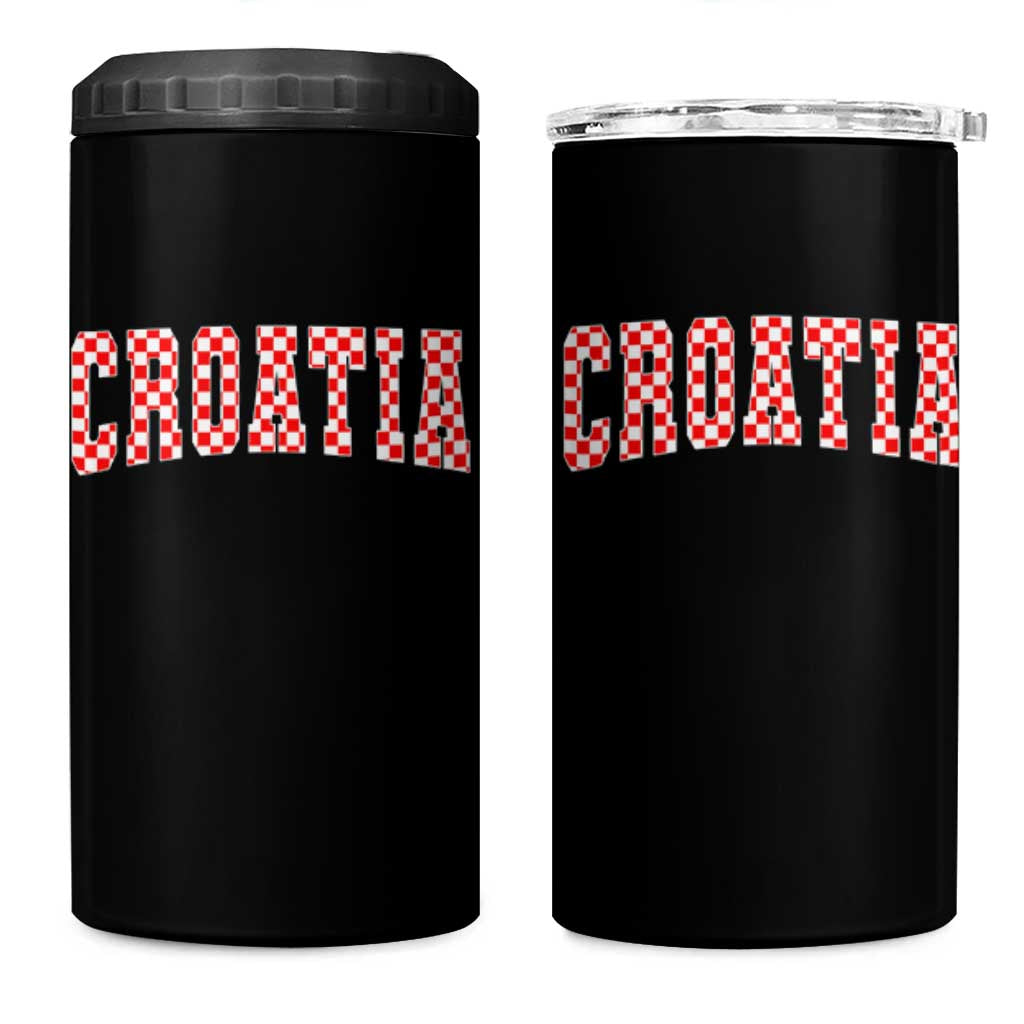 Vintage Croatia 4 in 1 Can Cooler Tumbler Retro Varsity Hrvatska Flag Zagreb Croatian