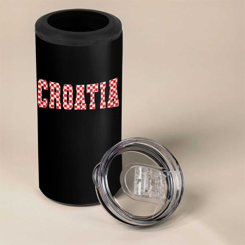 Vintage Croatia 4 in 1 Can Cooler Tumbler Retro Varsity Hrvatska Flag Zagreb Croatian