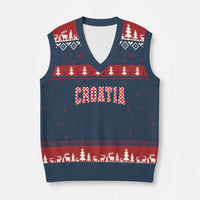 Vintage Croatia V-Neck Knit Sweater Vest Retro Varsity Hrvatska Flag Zagreb Croatian