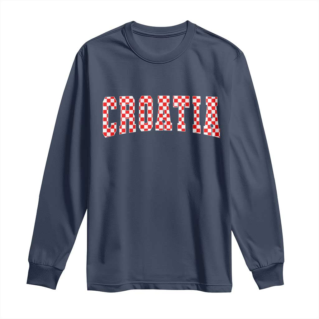 Vintage Croatia Long Sleeve Shirt Retro Varsity Hrvatska Flag Zagreb Croatian