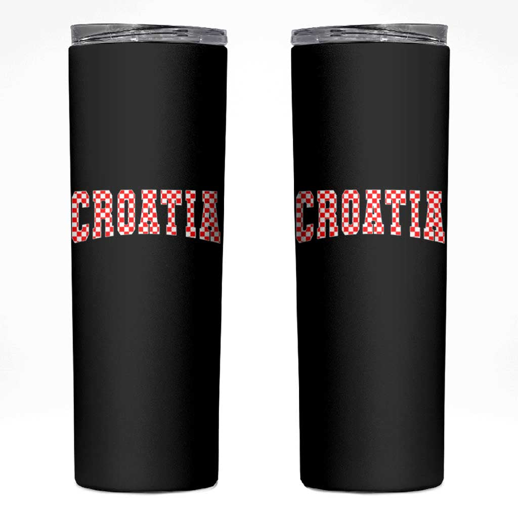Vintage Croatia Skinny Tumbler Retro Varsity Hrvatska Flag Zagreb Croatian