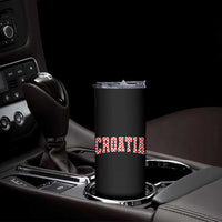 Vintage Croatia Skinny Tumbler Retro Varsity Hrvatska Flag Zagreb Croatian