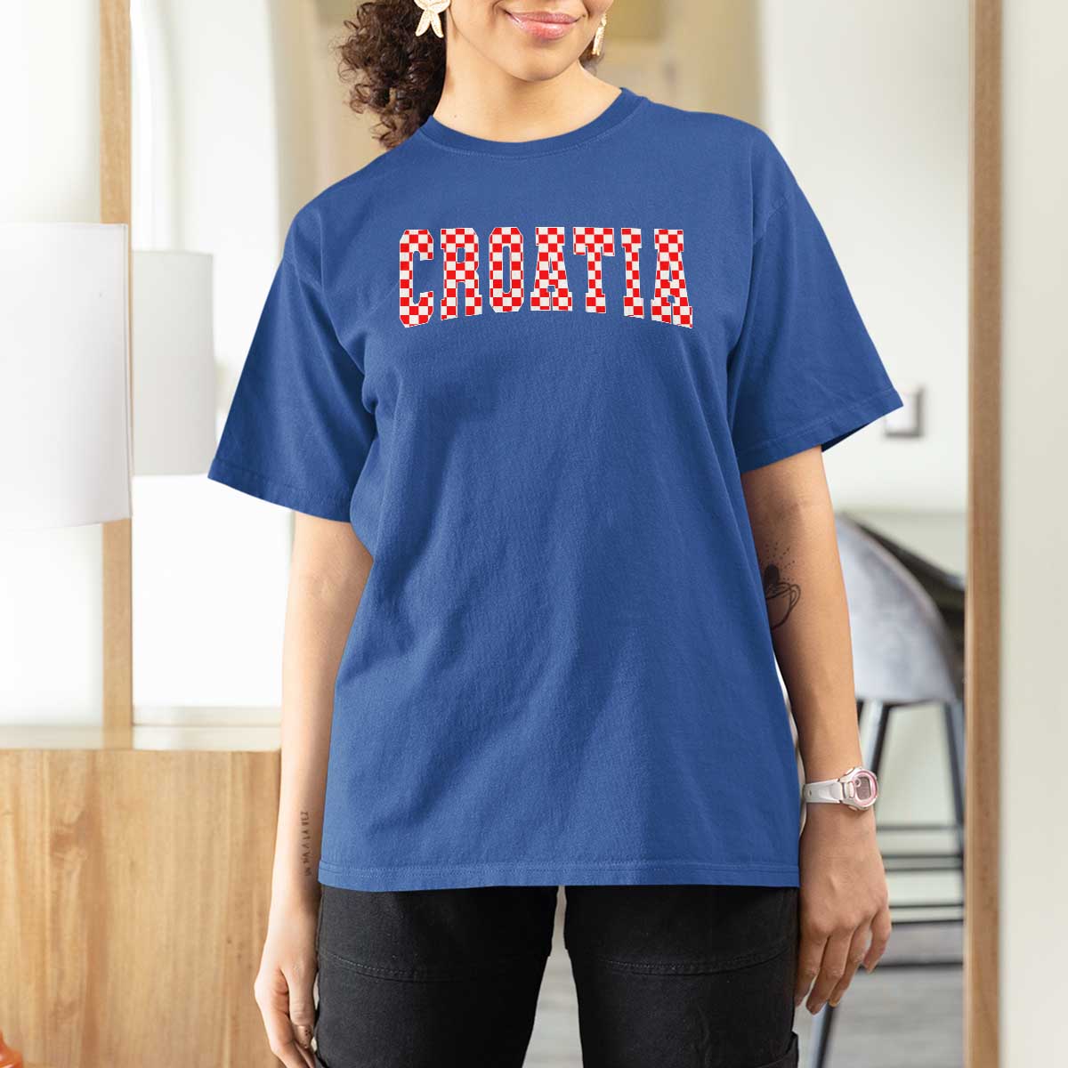 Vintage Croatia T Shirt For Women Retro Varsity Hrvatska Flag Zagreb Croatian