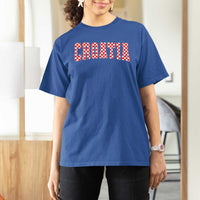 Vintage Croatia T Shirt For Women Retro Varsity Hrvatska Flag Zagreb Croatian