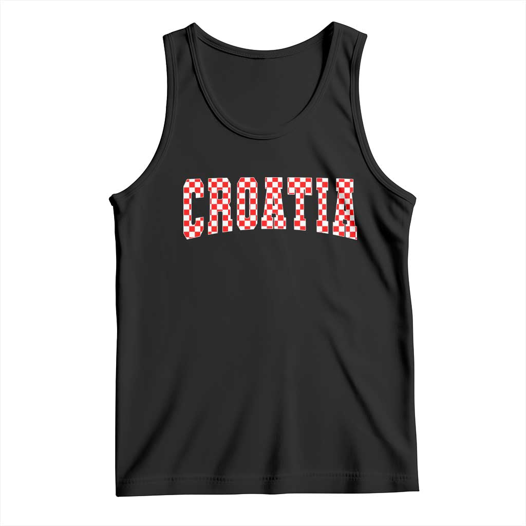 Vintage Croatia Tank Top Retro Varsity Hrvatska Flag Zagreb Croatian