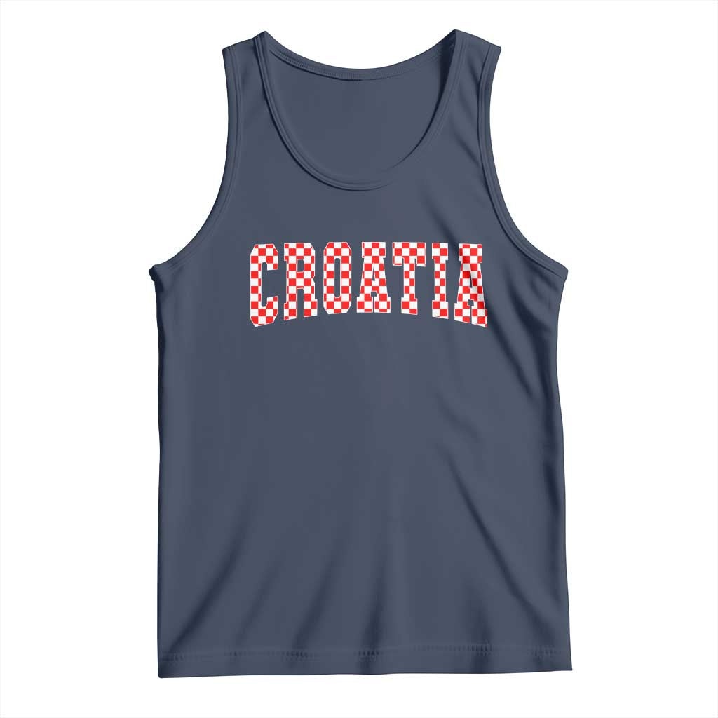 Vintage Croatia Tank Top Retro Varsity Hrvatska Flag Zagreb Croatian