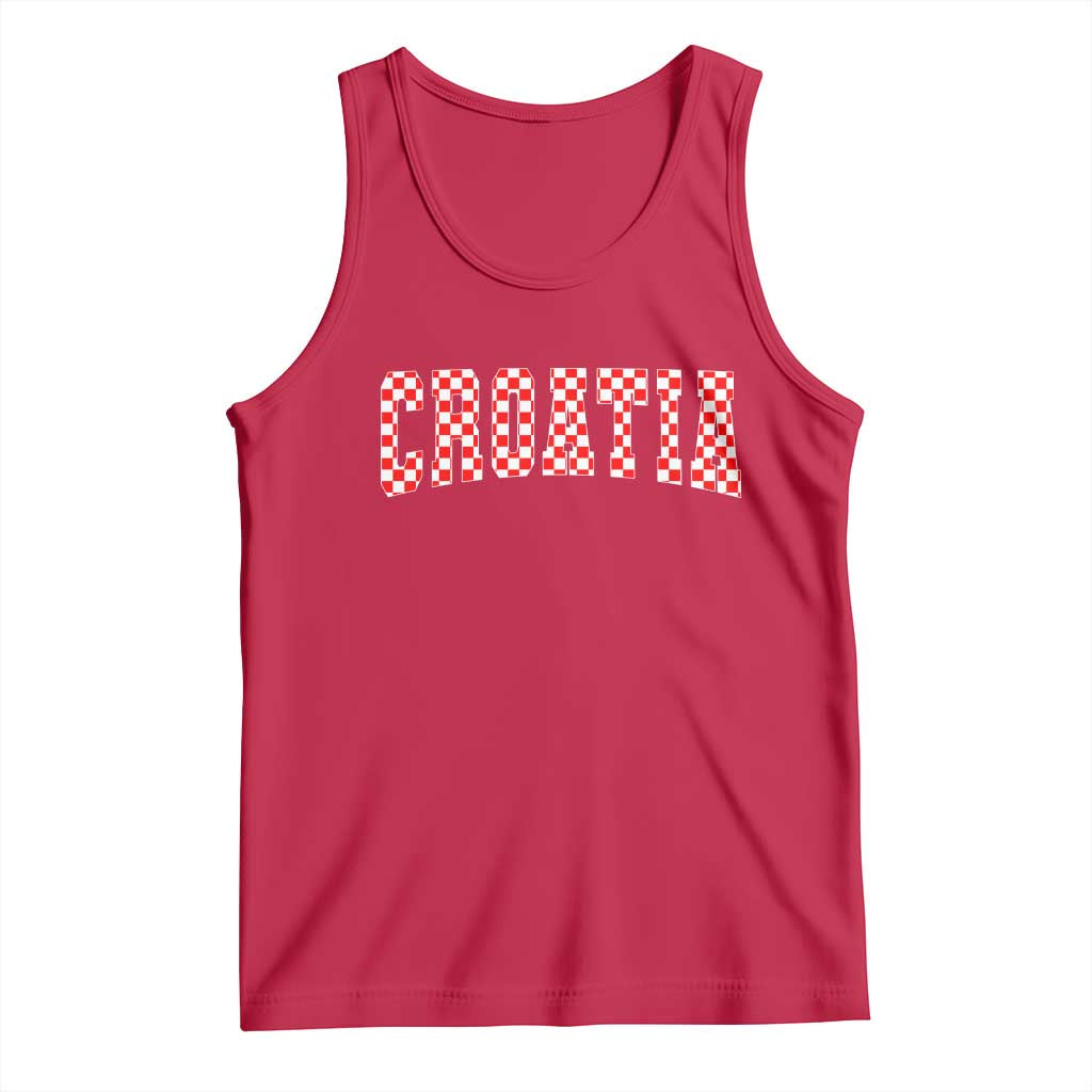 Vintage Croatia Tank Top Retro Varsity Hrvatska Flag Zagreb Croatian