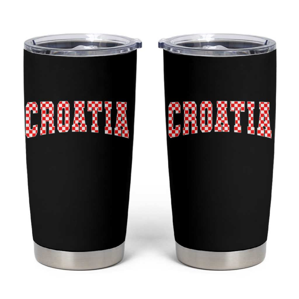 Vintage Croatia Tumbler Cup Retro Varsity Hrvatska Flag Zagreb Croatian
