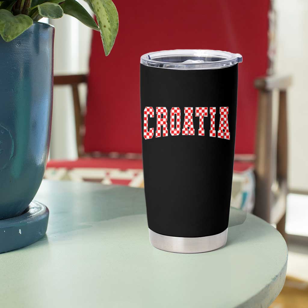 Vintage Croatia Tumbler Cup Retro Varsity Hrvatska Flag Zagreb Croatian