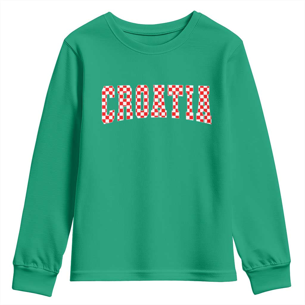 Vintage Croatia Youth Sweatshirt Retro Varsity Hrvatska Flag Zagreb Croatian