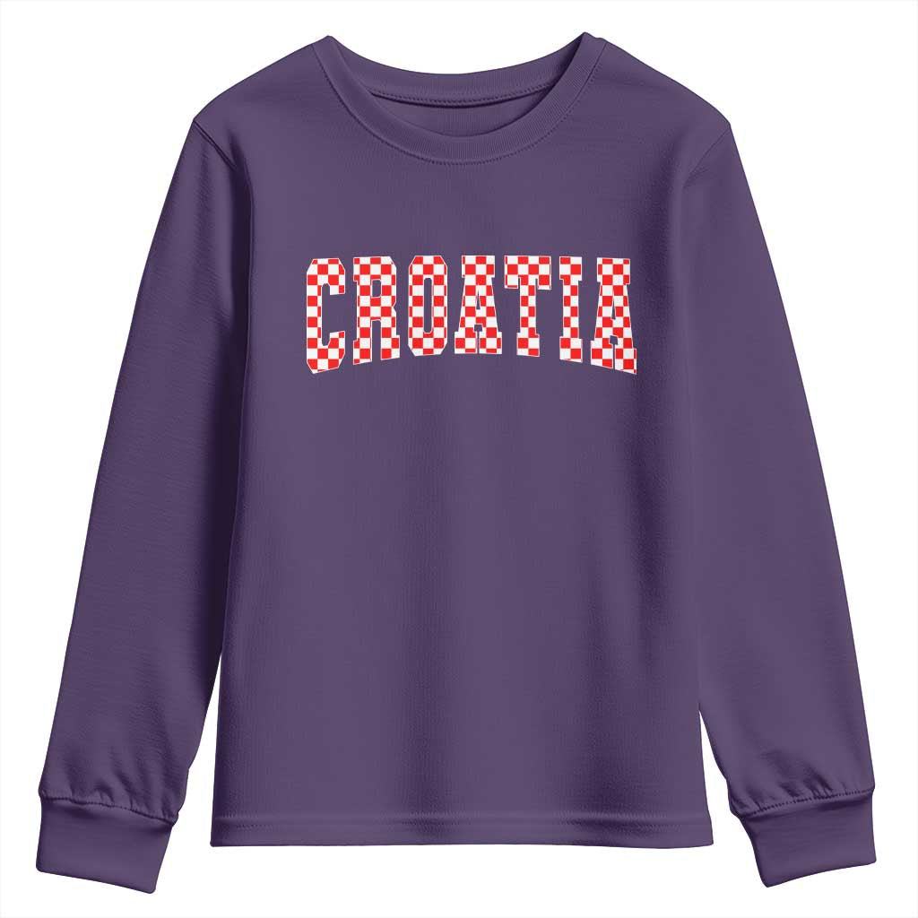Vintage Croatia Youth Sweatshirt Retro Varsity Hrvatska Flag Zagreb Croatian