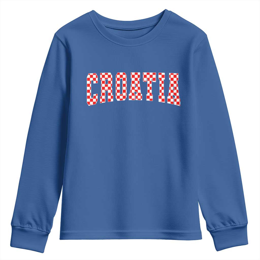 Vintage Croatia Youth Sweatshirt Retro Varsity Hrvatska Flag Zagreb Croatian