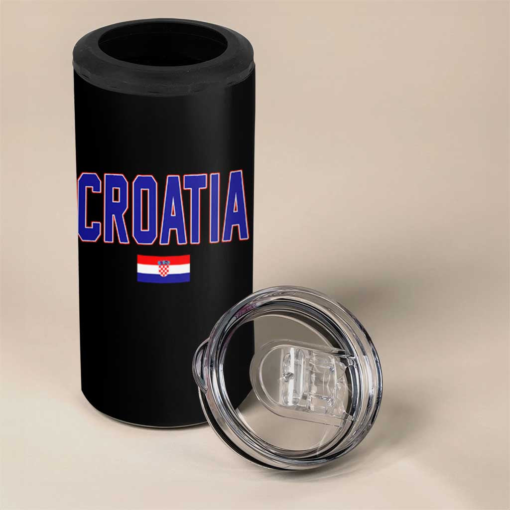 Croatia Flag 4 in 1 Can Cooler Tumbler Vintage Hrvatska Flag Zagreb Croatian Jersey Retro