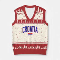 Croatia Flag V-Neck Knit Sweater Vest Vintage Hrvatska Flag Zagreb Croatian Jersey Retro