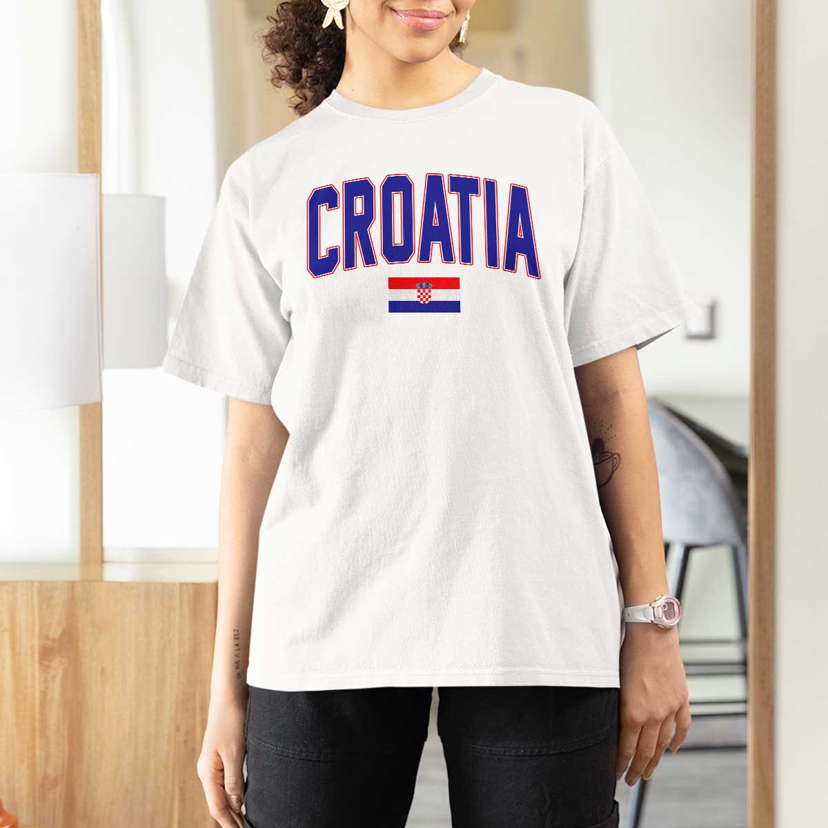 Croatia Flag T Shirt For Women Vintage Hrvatska Flag Zagreb Croatian Jersey Retro