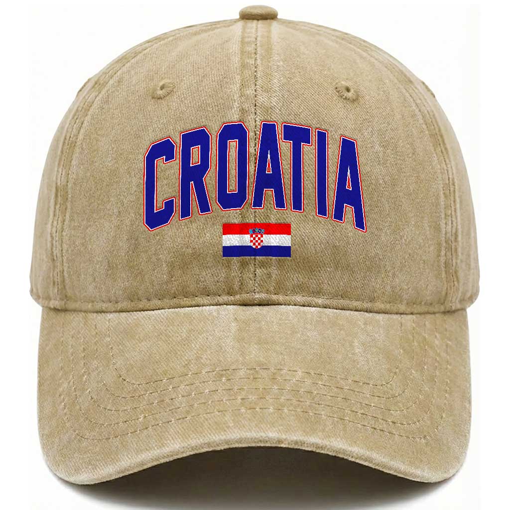 Croatia Flag Washed Cotton Baseball Cap Vintage Hrvatska Flag Zagreb Croatian Jersey Retro