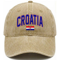 Croatia Flag Washed Cotton Baseball Cap Vintage Hrvatska Flag Zagreb Croatian Jersey Retro