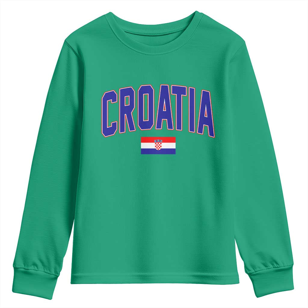Croatia Flag Youth Sweatshirt Vintage Hrvatska Flag Zagreb Croatian Jersey Retro