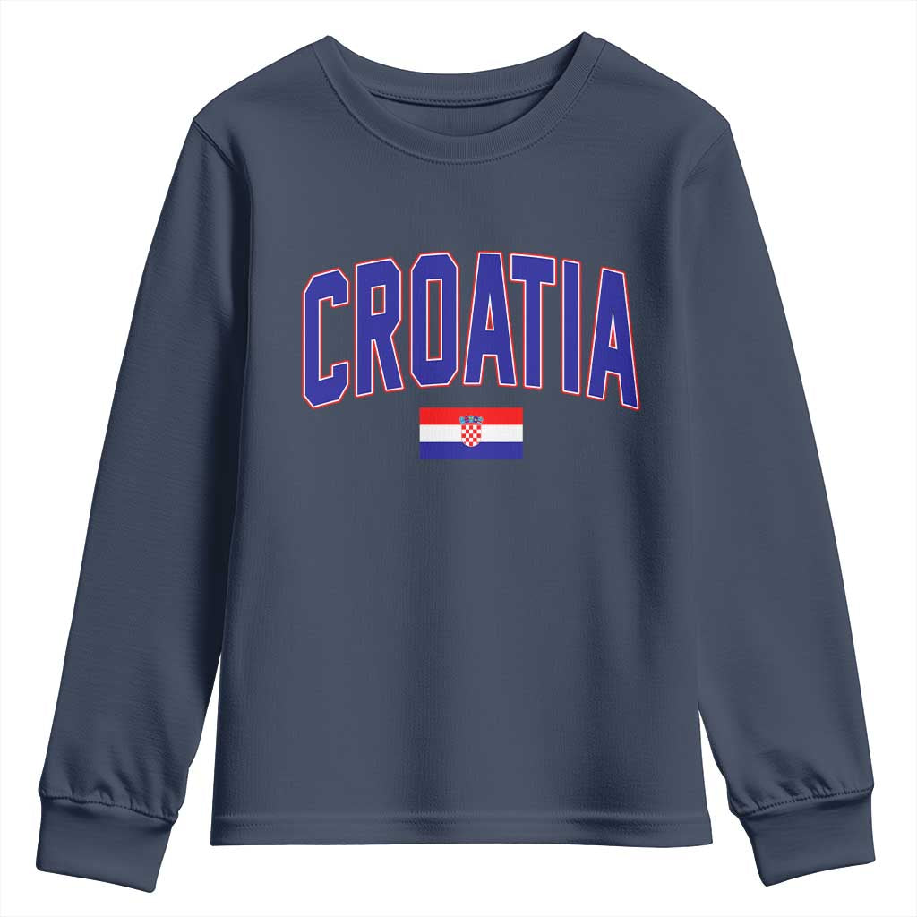 Croatia Flag Youth Sweatshirt Vintage Hrvatska Flag Zagreb Croatian Jersey Retro