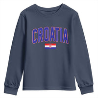 Croatia Flag Youth Sweatshirt Vintage Hrvatska Flag Zagreb Croatian Jersey Retro