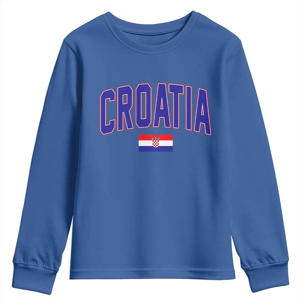 Croatia Flag Youth Sweatshirt Vintage Hrvatska Flag Zagreb Croatian Jersey Retro