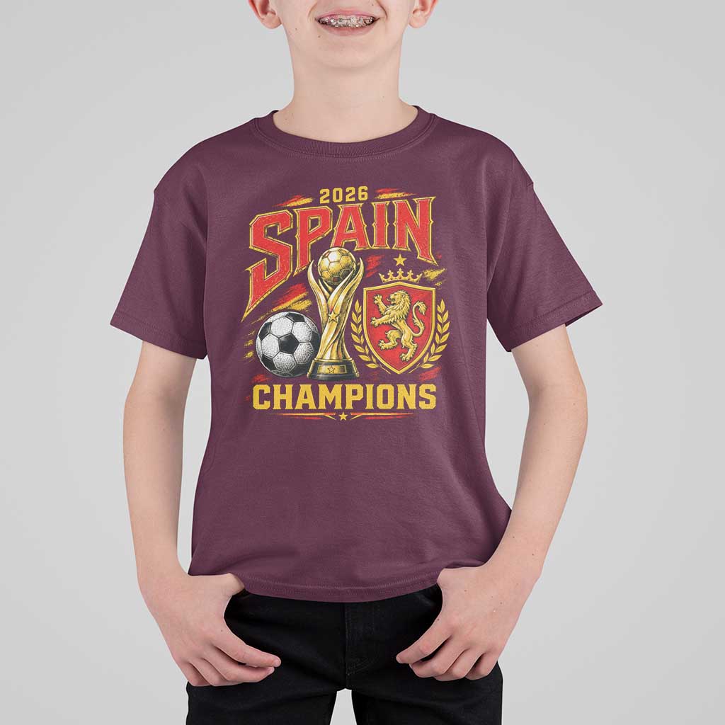 Spain Champions 2026 T Shirt For Kid Spanish Soccer Fan Graphic