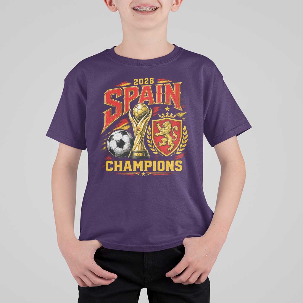 Spain Champions 2026 T Shirt For Kid Spanish Soccer Fan Graphic