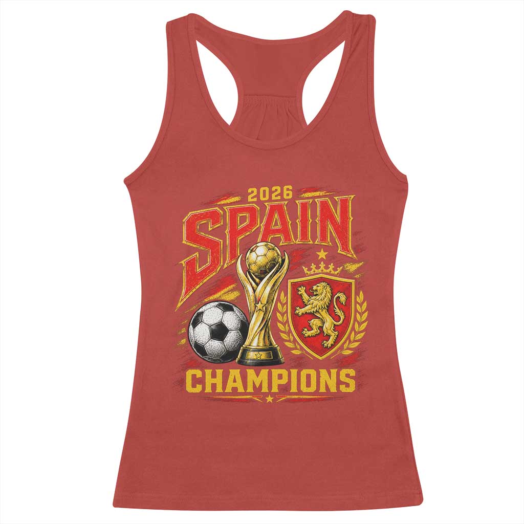 Spain Champions 2026 Racerback Tank Top Spanish Soccer Fan Graphic
