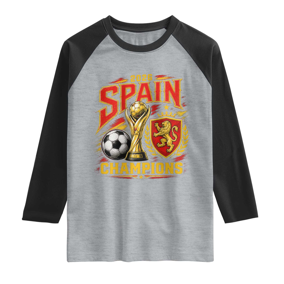 Spain Champions 2026 Raglan Shirt Spanish Soccer Fan Graphic