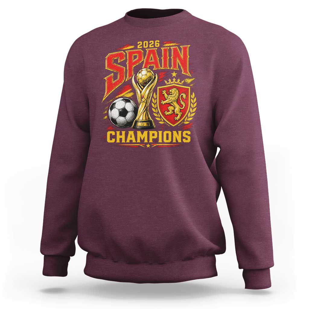 Spain Champions 2026 Sweatshirt Spanish Soccer Fan Graphic