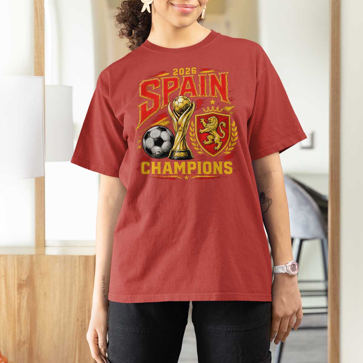 Spain Champions 2026 T Shirt For Women Spanish Soccer Fan Graphic