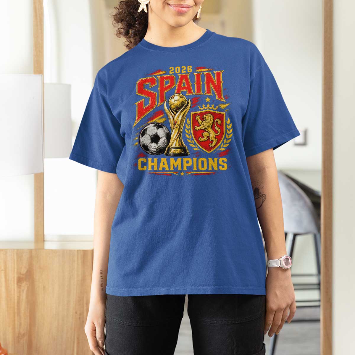 Spain Champions 2026 T Shirt For Women Spanish Soccer Fan Graphic