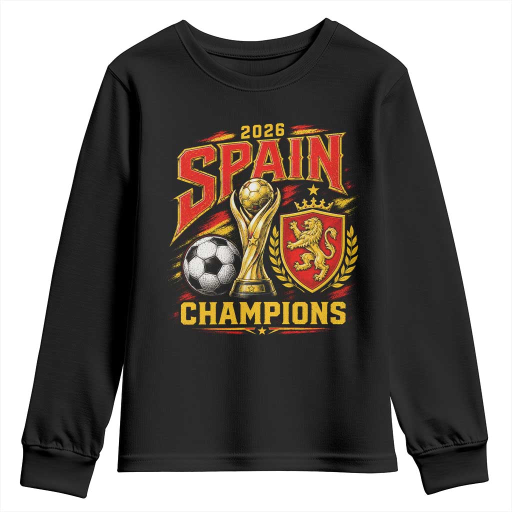 Spain Champions 2026 Youth Sweatshirt Spanish Soccer Fan Graphic