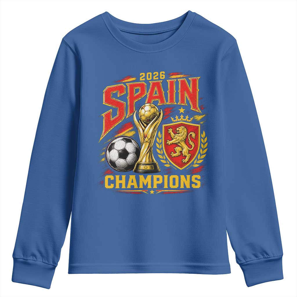 Spain Champions 2026 Youth Sweatshirt Spanish Soccer Fan Graphic