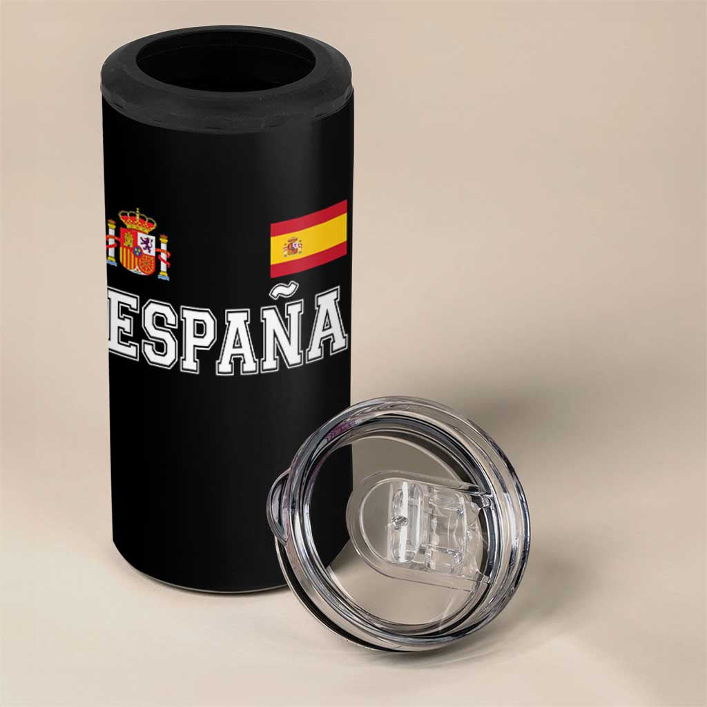 Spain Espana 4 in 1 Can Cooler Tumbler Vintage Spanish Flag Royal Crest Graphic